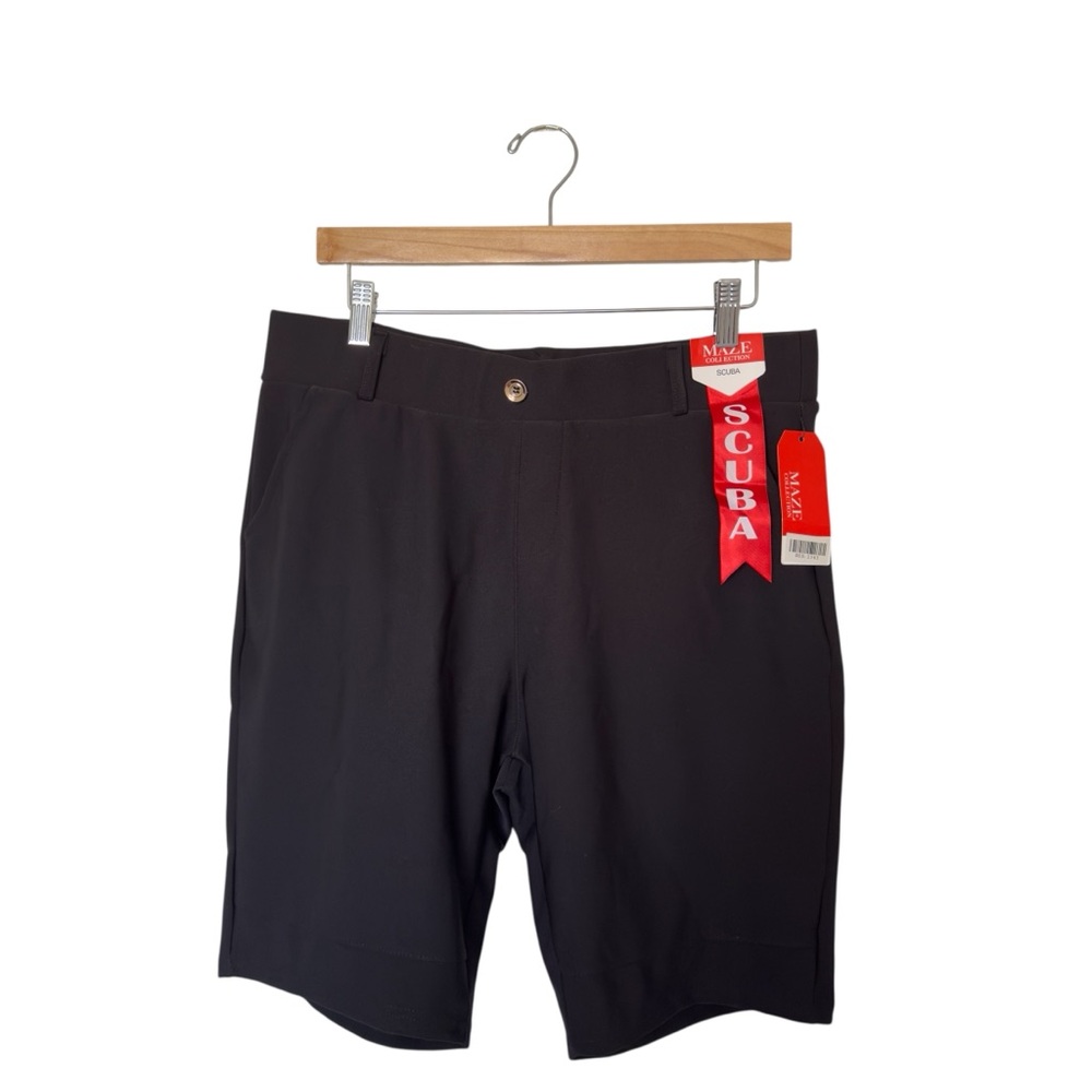 Maze Collection 2X Scuba Black Stylish Bermuda Pull On Closure‎ Stretch Shorts